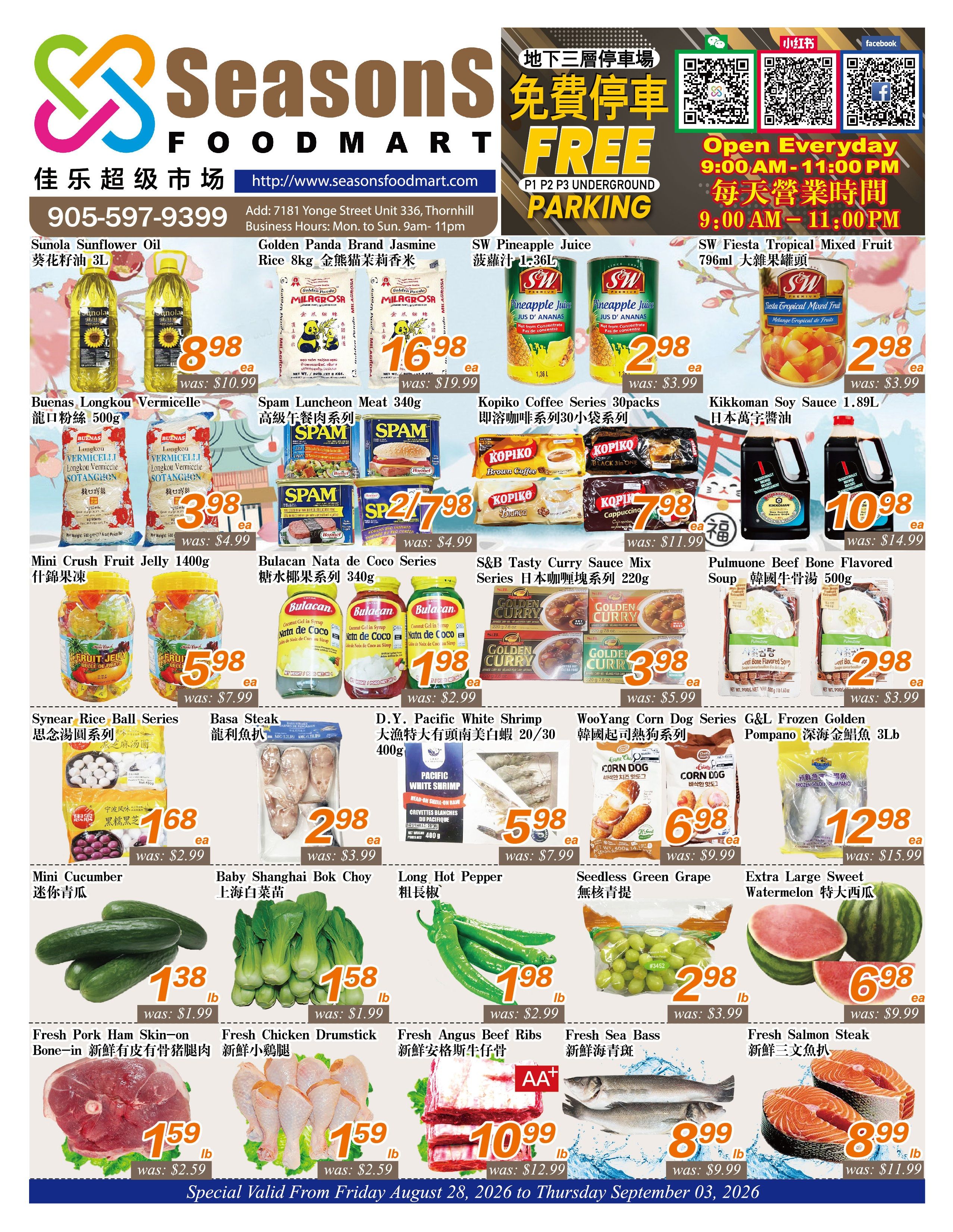 Seasons Food Mart (Thornhill) Flyer August 28 to September 3