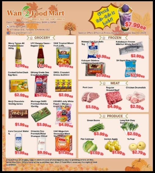 Wan 2 Food Mart Flyer August 28 to September 3
