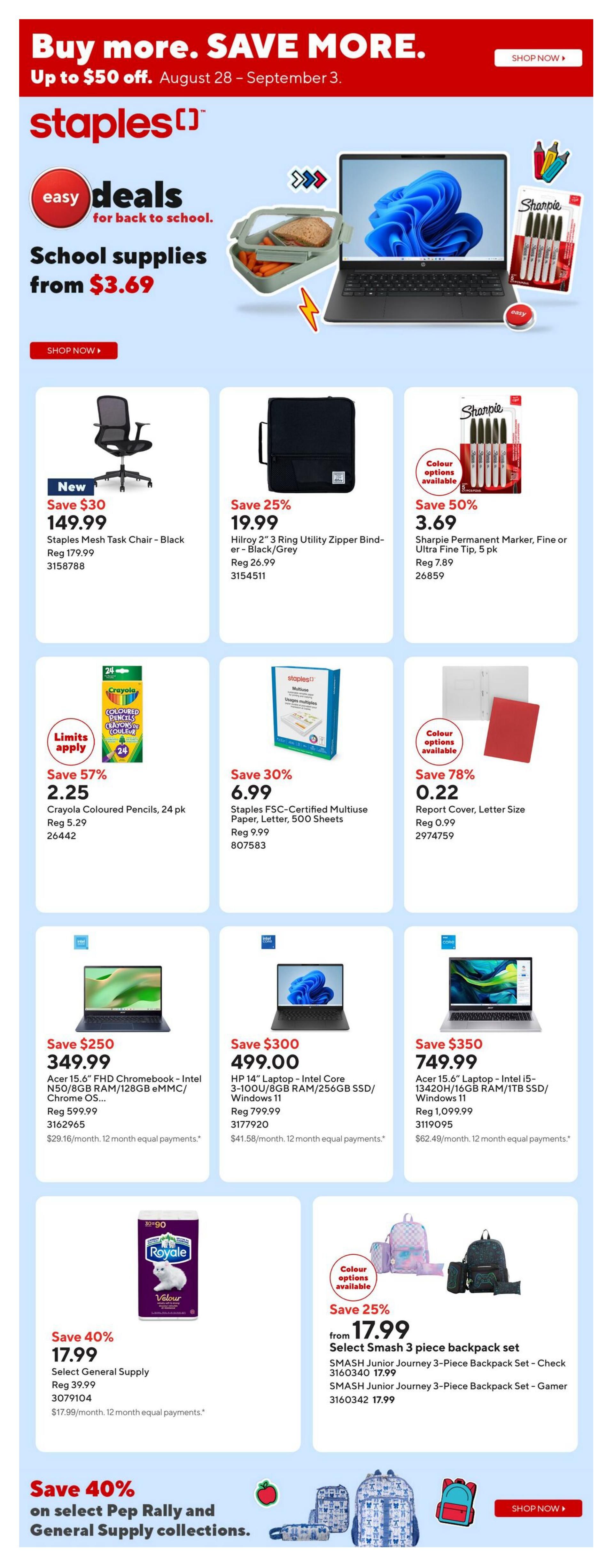 Staples Flyer August 28 to September 3