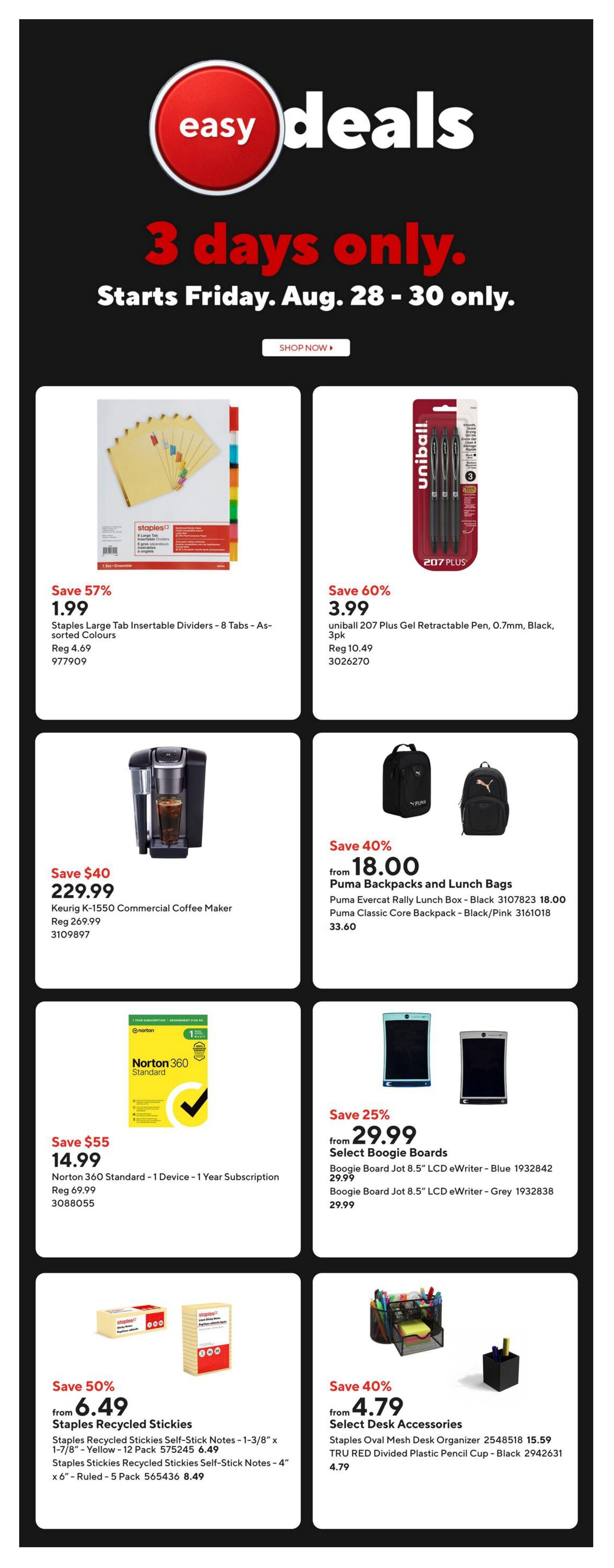 Staples Flyer August 28 to September 3