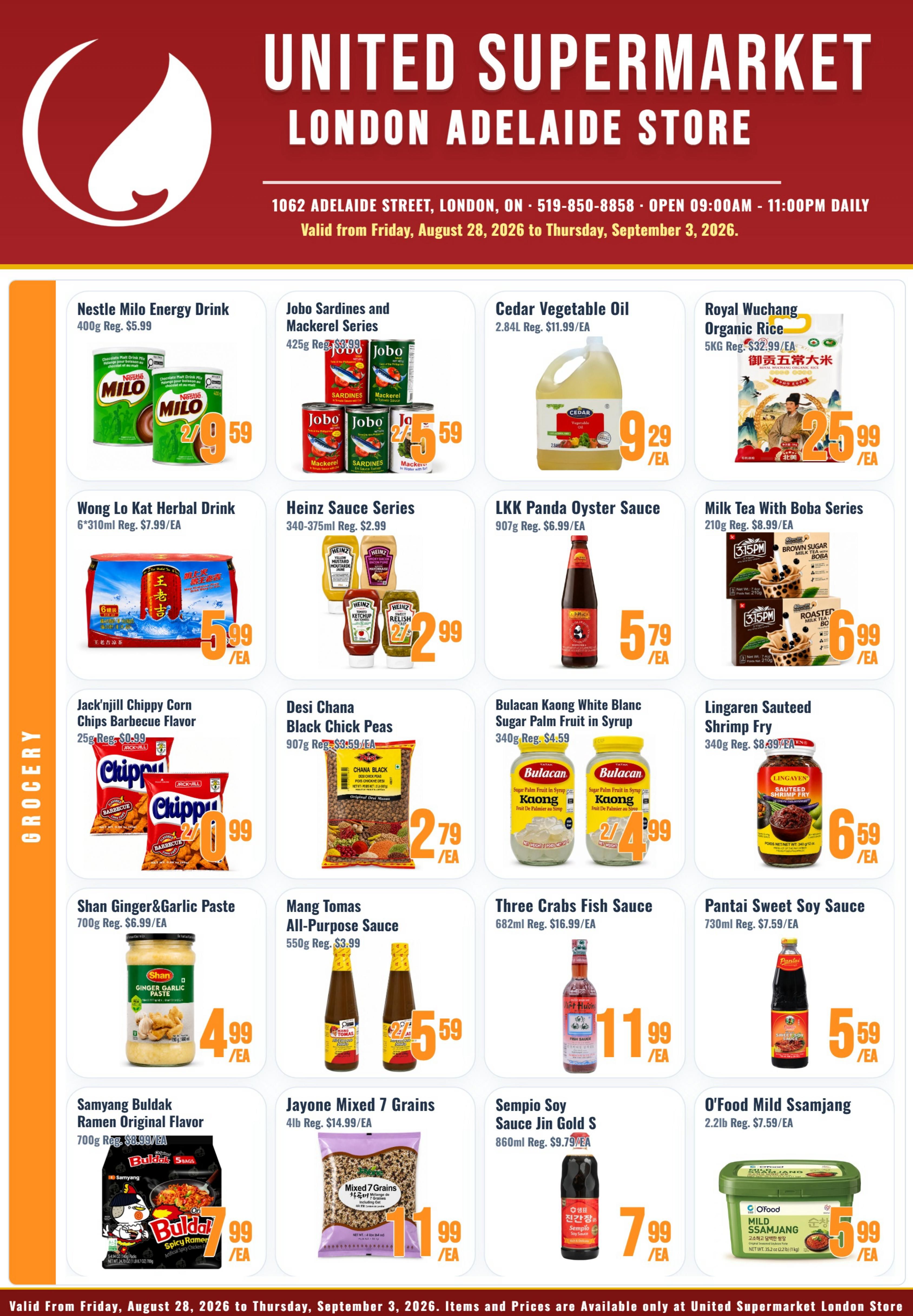United Supermarket (London) Flyer August 28 to September 3
