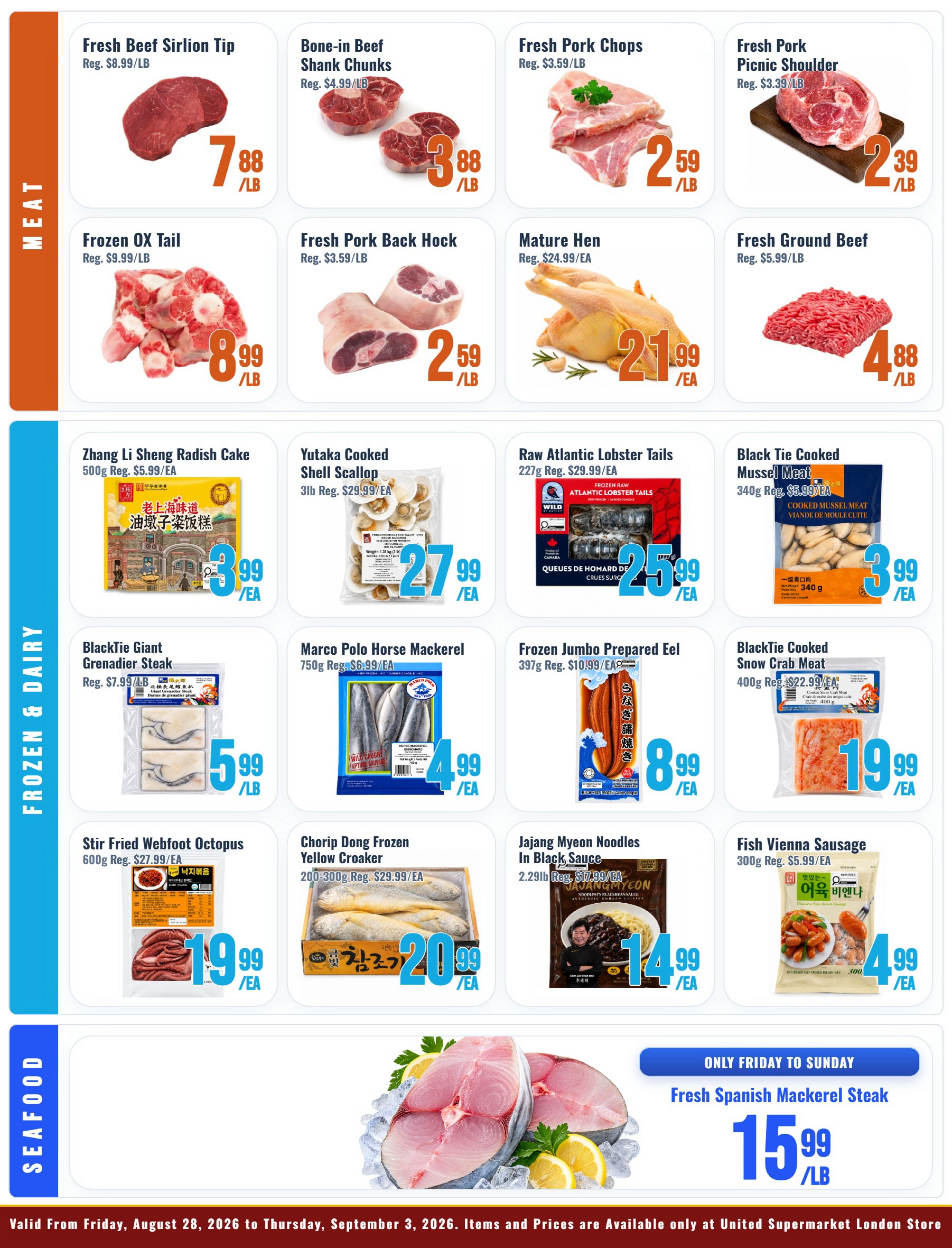 United Supermarket (London) Flyer August 28 to September 3