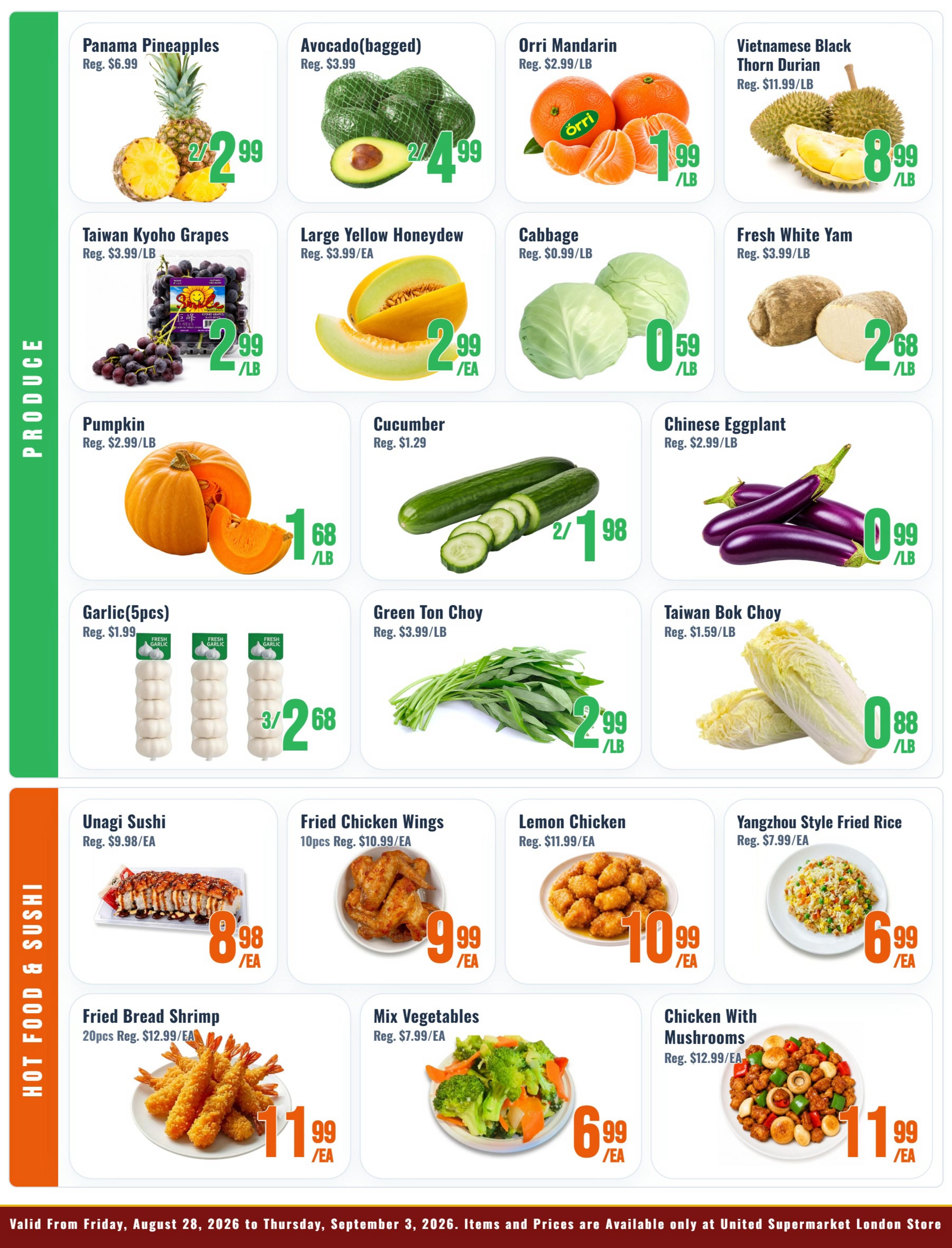 United Supermarket (London) Flyer August 28 to September 3