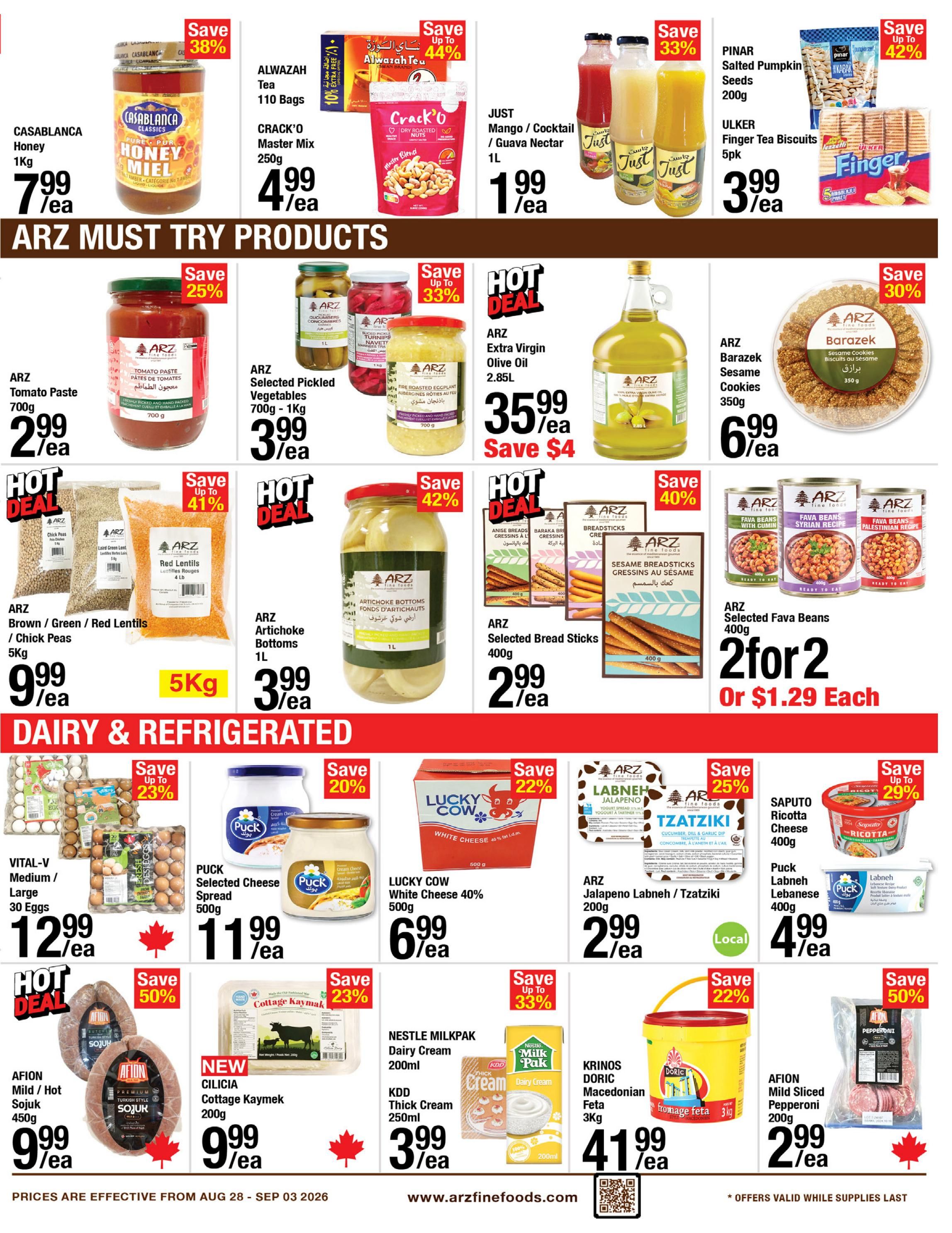 Arz Fine Foods Flyer August 28 to September 3