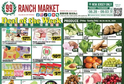 99 Ranch Market (Edison, Hackensack and Jersey City, NJ) Weekly Ad August 28 - September 4, 2026