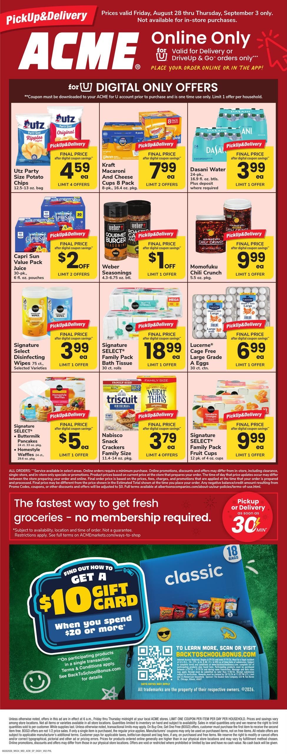 Acme Markets (Philadelphia Area, PA) Bonus Online Savings Weekly Ad August 28 - September 3, 2026