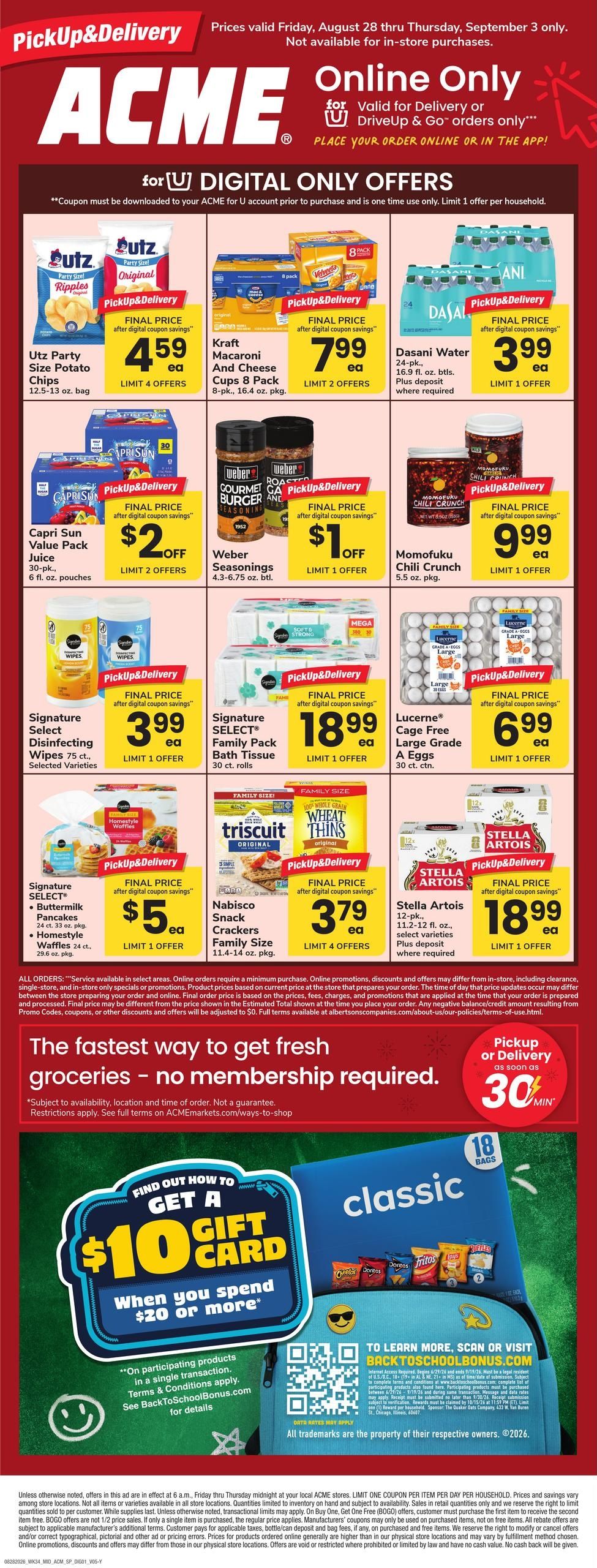 Acme Markets (Yonkers–Hastings On Hudson Area, NJ–NY) Bonus Online Savings Weekly Ad August 28 - September 3, 2026