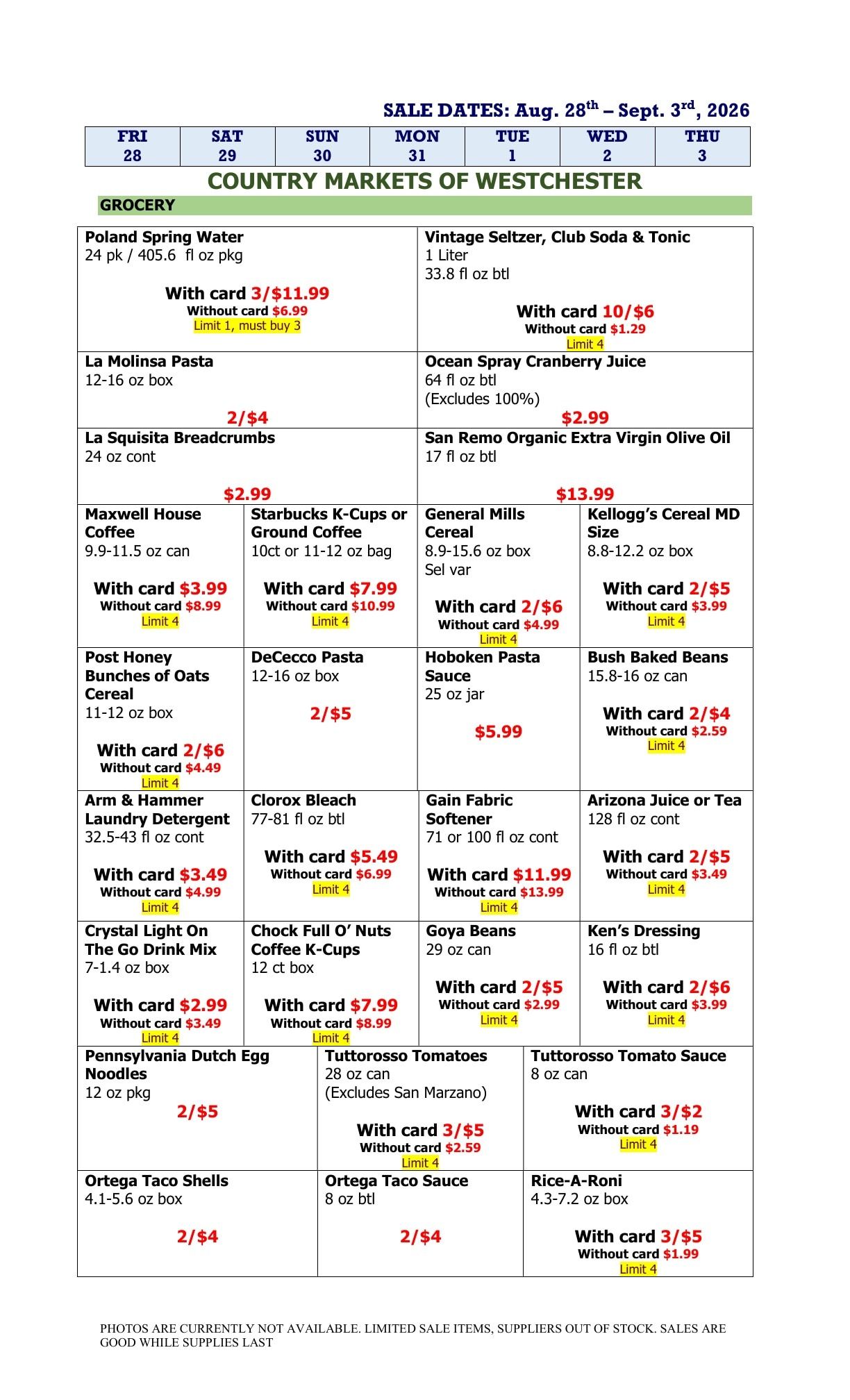 Country Markets of Westchester Weekly Ad August 28 - September 3, 2026