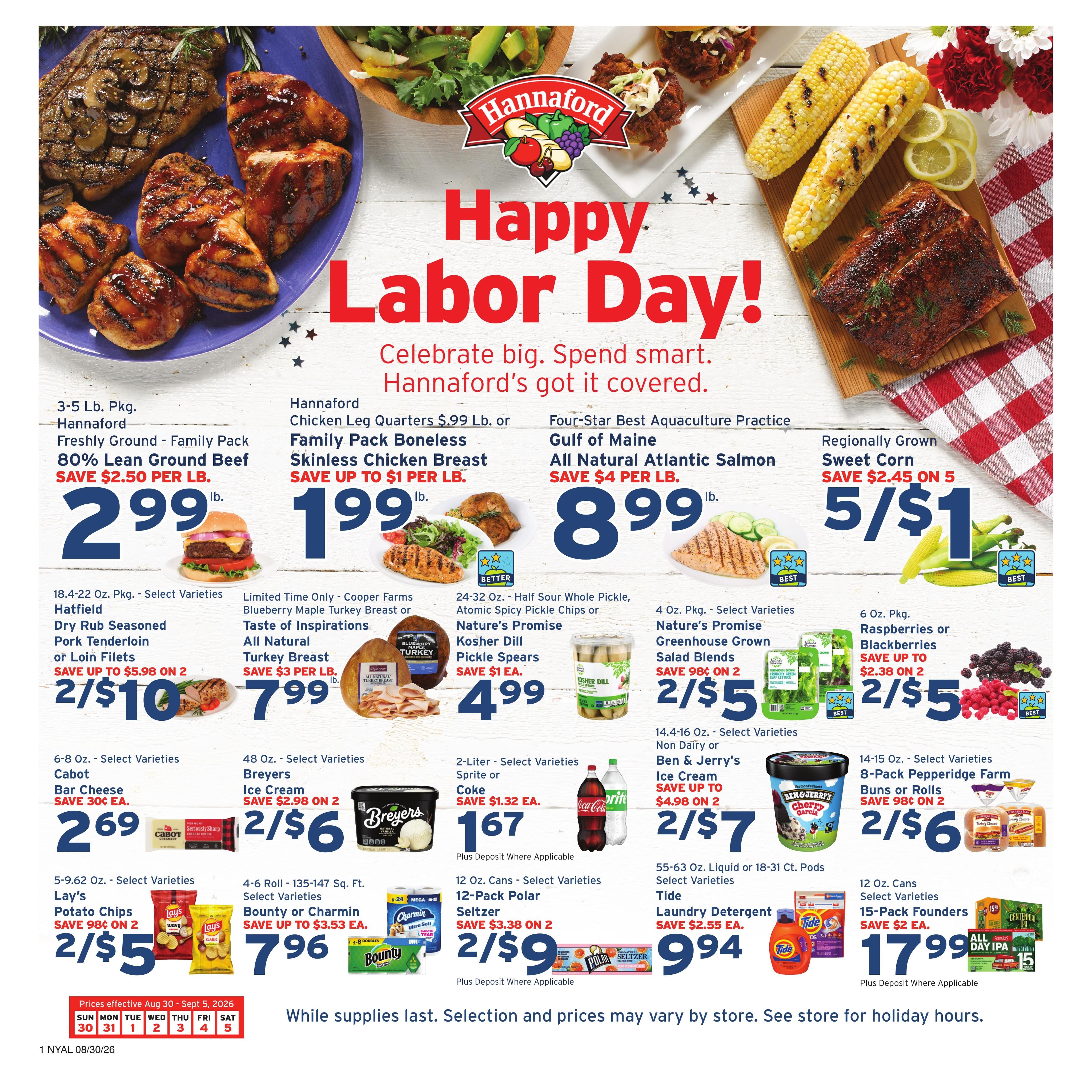 Hannaford (Albany Area, NY) Week 36 Weekly Ad August 30 - September 5, 2026
