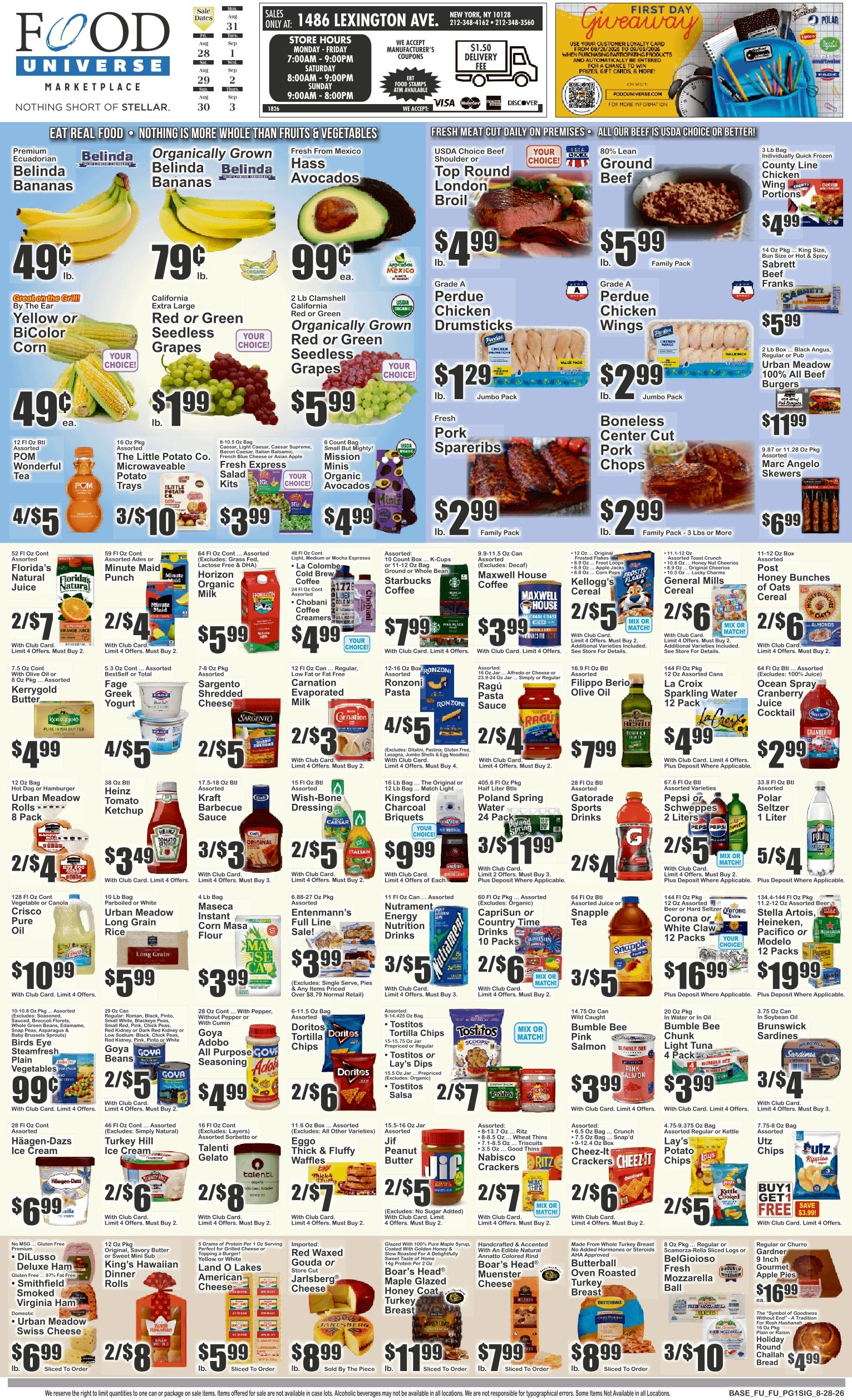 Food Universe (1486 Lexington Ave., New York, NY) Weekly Ad August 28 - September 3, 2026