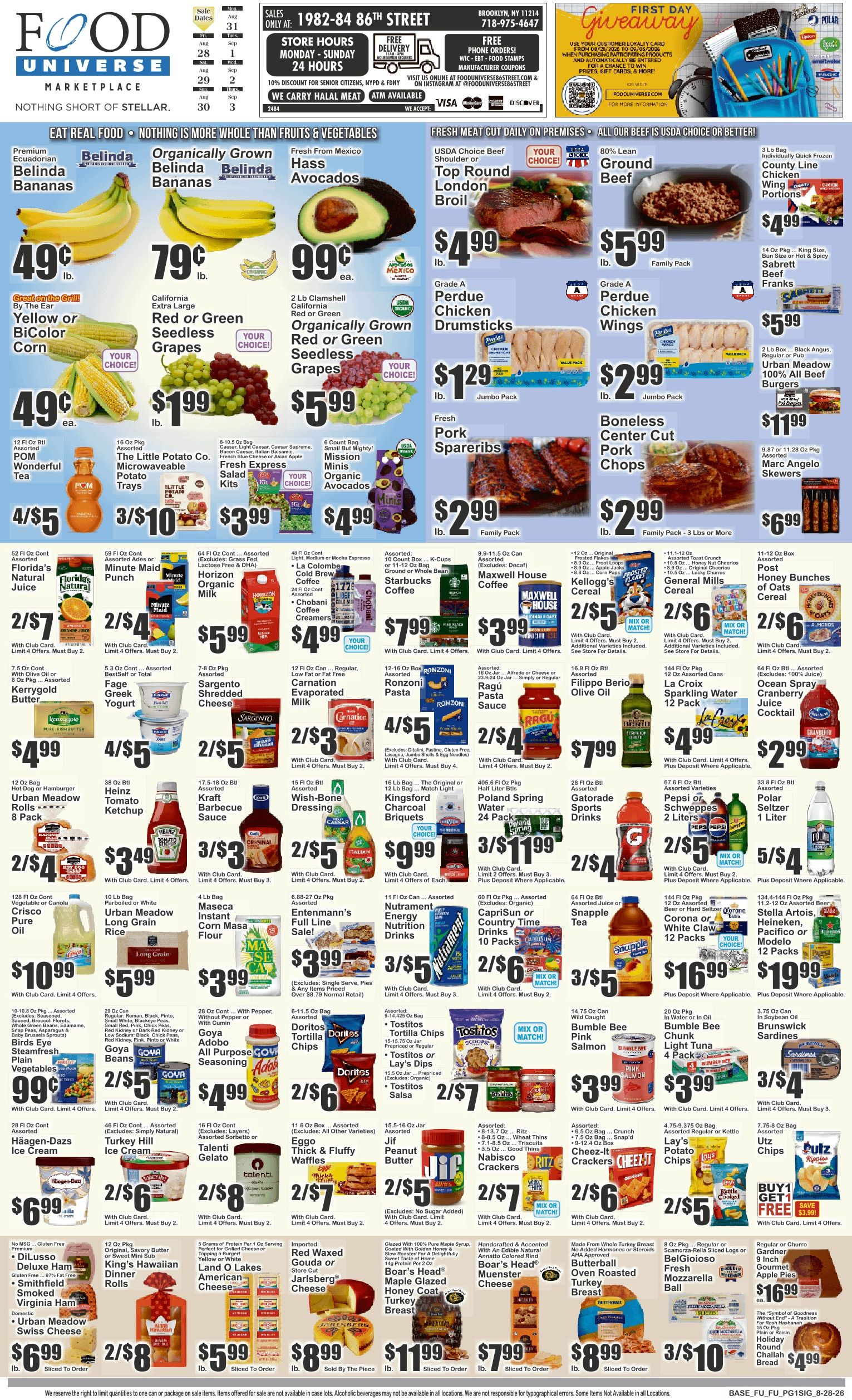 Food Universe (1982-84 86th Street, Brooklyn, NY) Weekly Ad August 28 - September 3, 2026