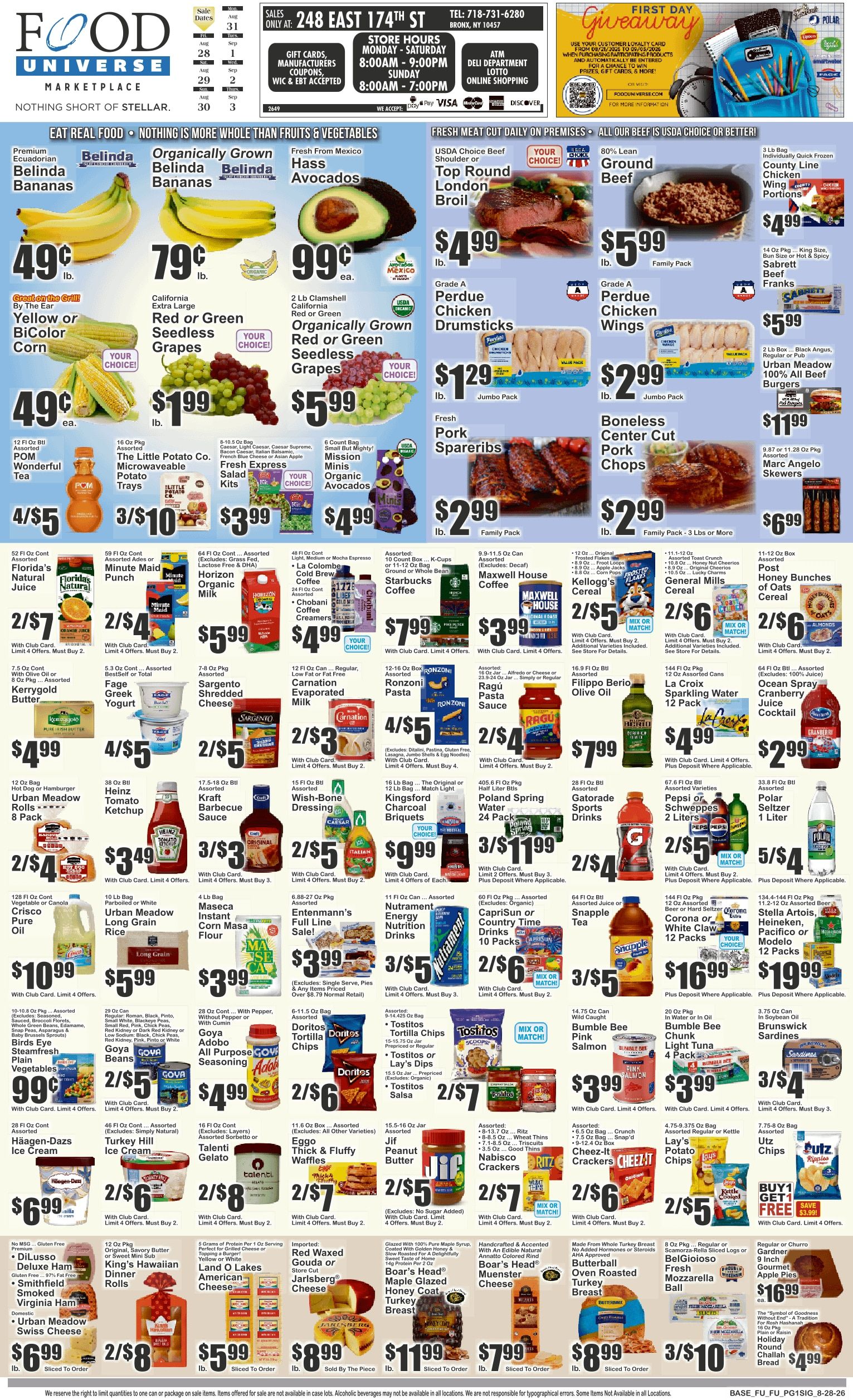 Food Universe (248 East 174th Street, Bronx, NY) Weekly Ad August 28 - September 3, 2026
