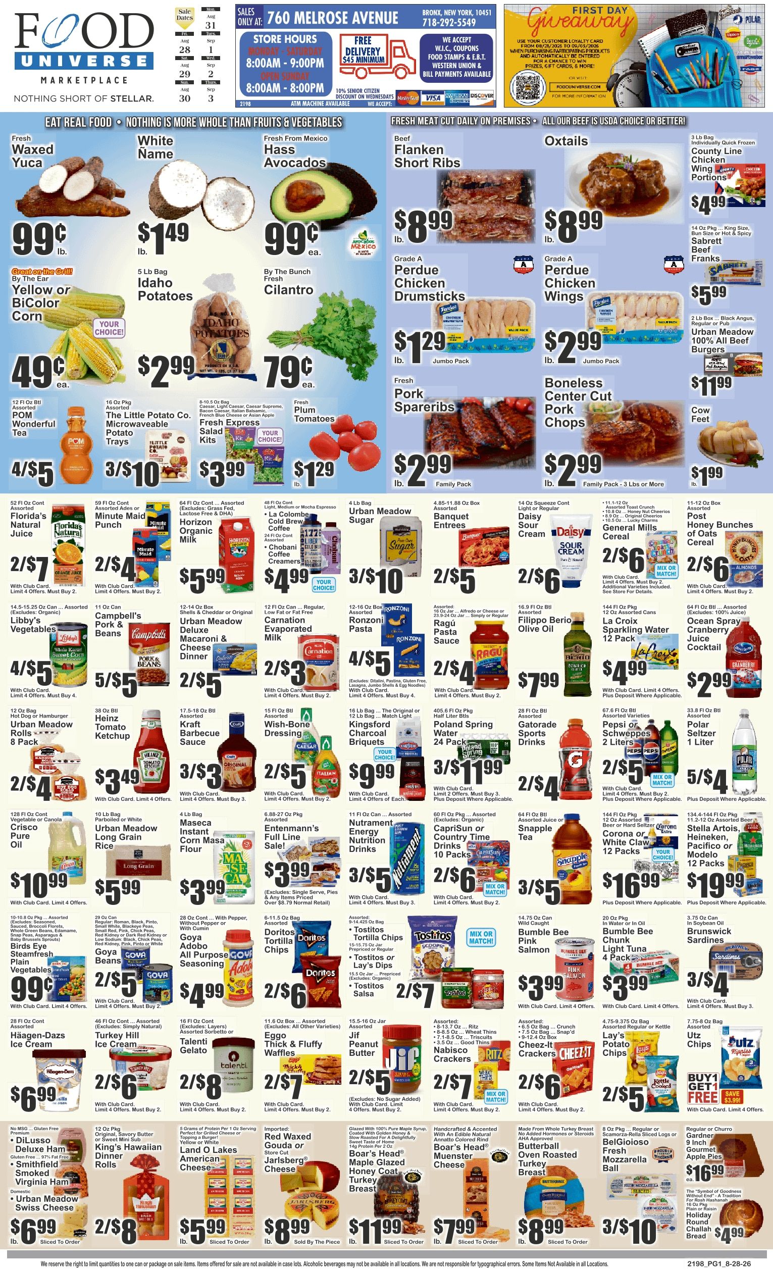 Food Universe (760 Melrose Ave., Bronx, NY) Weekly Ad August 28 - September 3, 2026