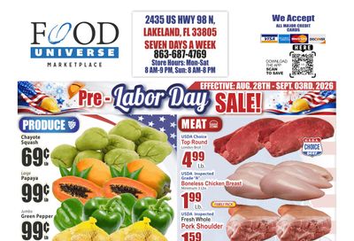 Food Universe (Lakeland, FL) Weekly Ad August 28 - September 3, 2026