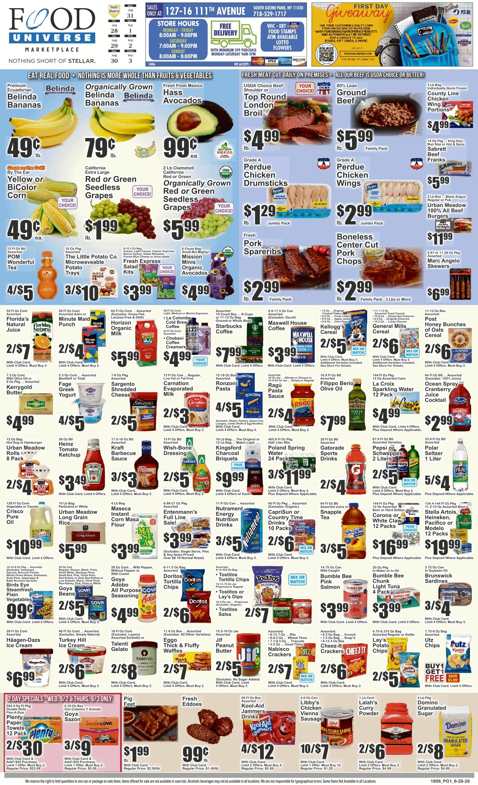 Food Universe (South Ozone Park, NY) Weekly Ad August 28 - September 3, 2026