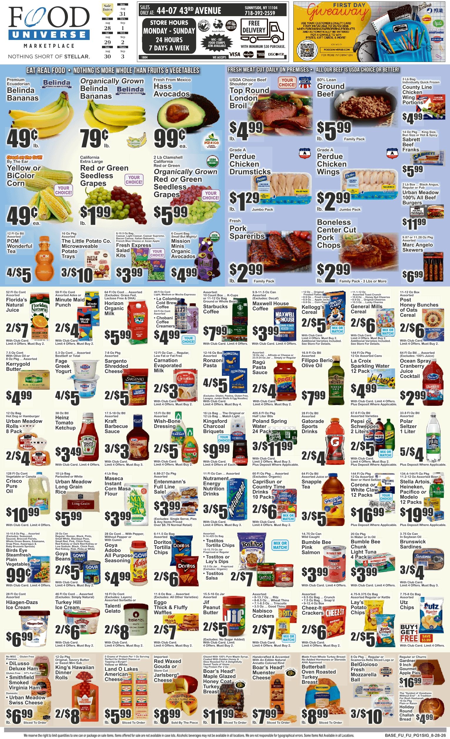Food Universe (Sunnyside, NY) Weekly Ad August 28 - September 3, 2026