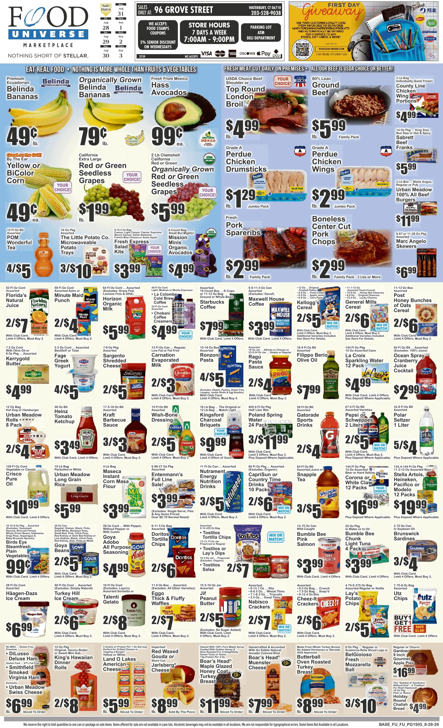Food Universe (Waterbury, CT) Weekly Ad August 28 - September 3, 2026