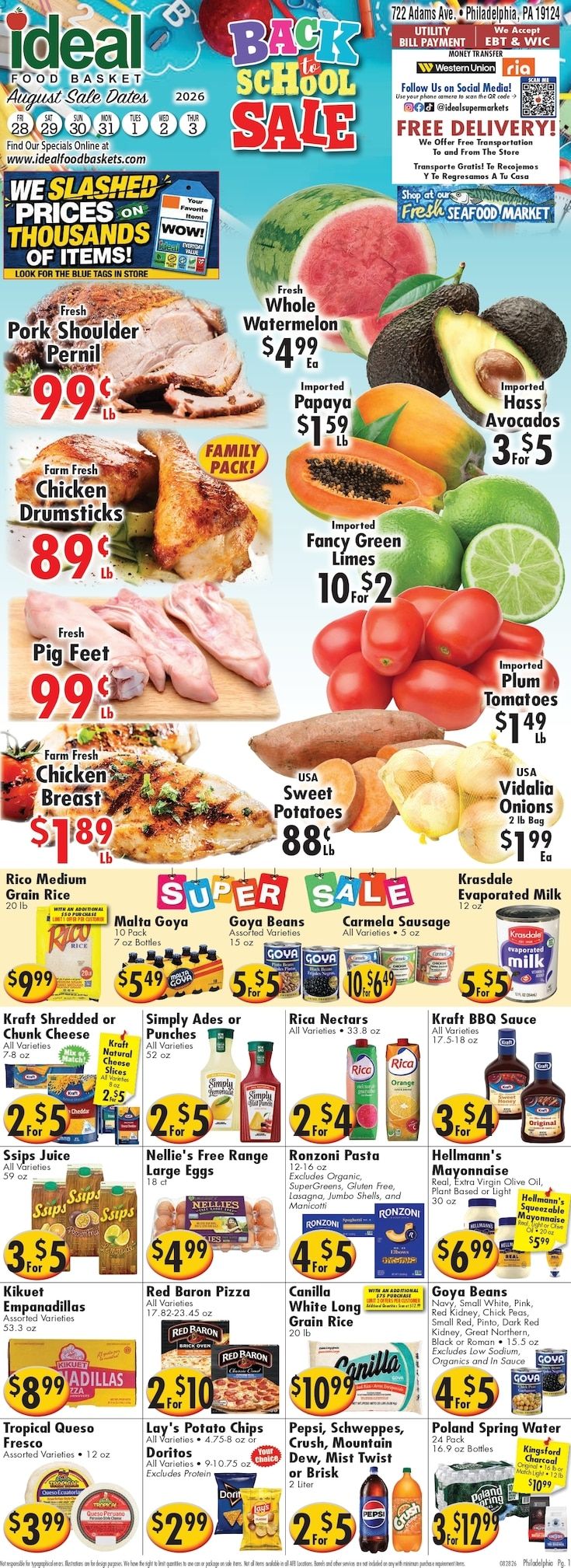 Ideal Food Basket (Philadelphia, PA) Weekly Ad August 28 - September 3, 2026
