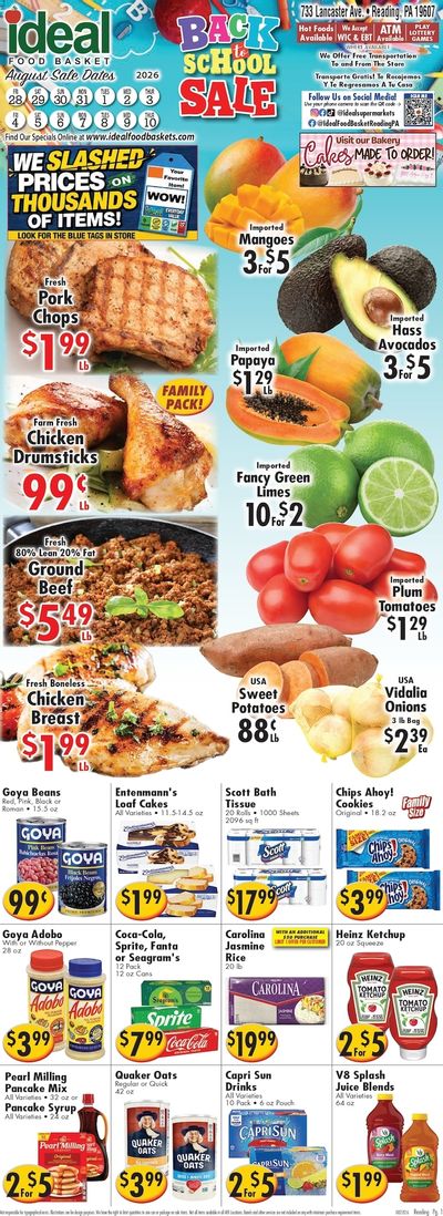 Ideal Food Basket (733 Lancaster Ave, Reading, PA) Weekly Ad September 4 - 10, 2026