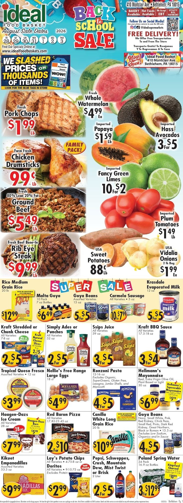 Ideal Food Basket (Bethlehem, PA) Weekly Ad August 28 - September 3, 2026