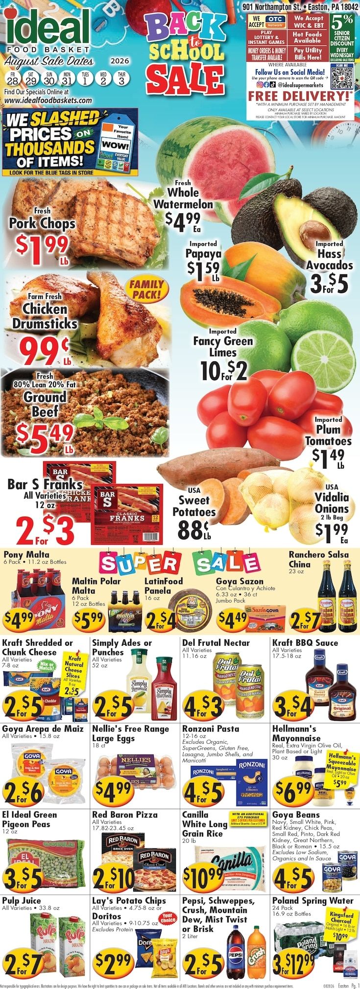 Ideal Food Basket (Easton, PA) Weekly Ad August 28 - September 3, 2026