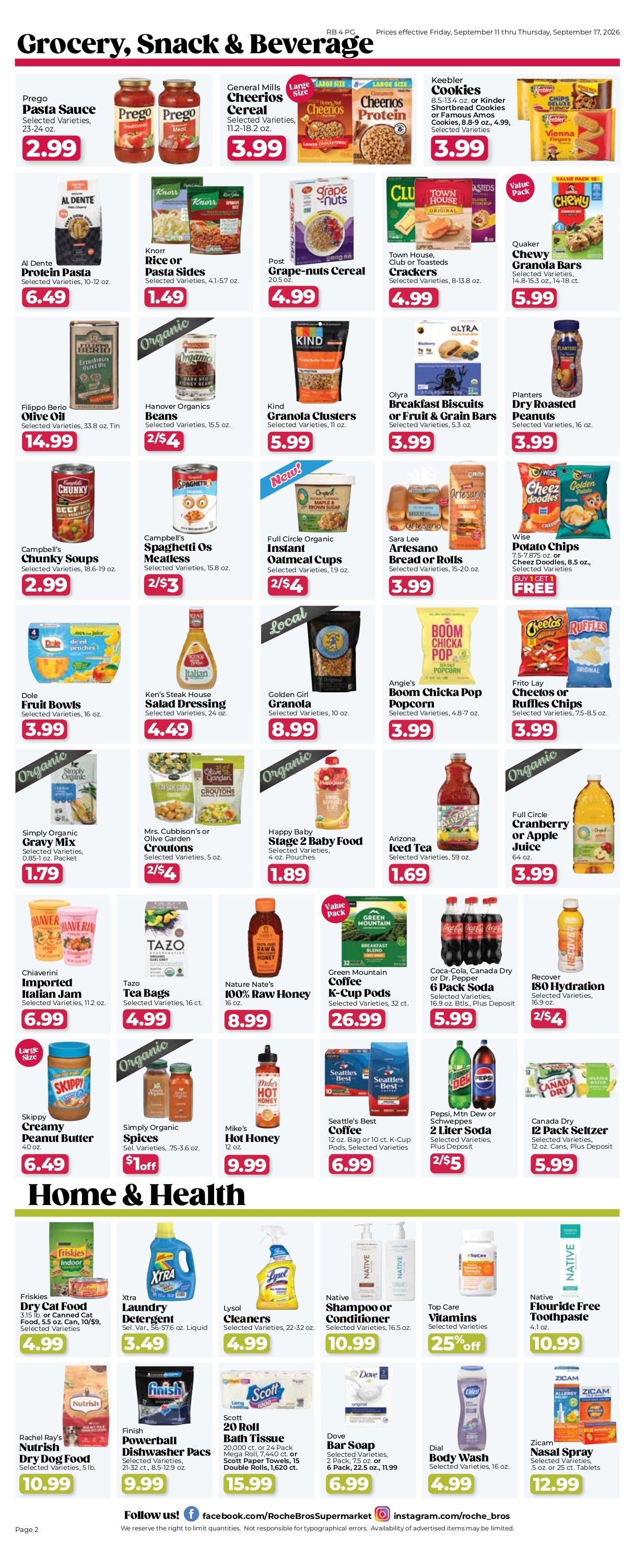 Roche Bros. Weekly Ad August 28 - October 1, 2026
