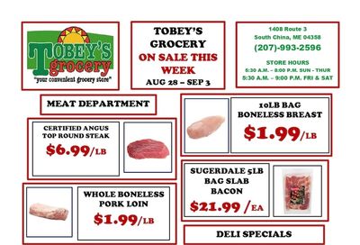 Tobey's Grocery Weekly Ad August 28 - September 3, 2026