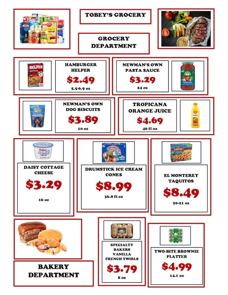 Tobey's Grocery Weekly Ad August 28 - September 3, 2026