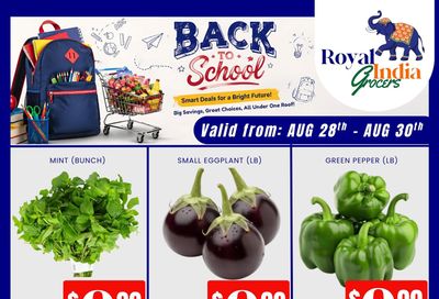 Royal India Grocers Flyer August 28 to 30