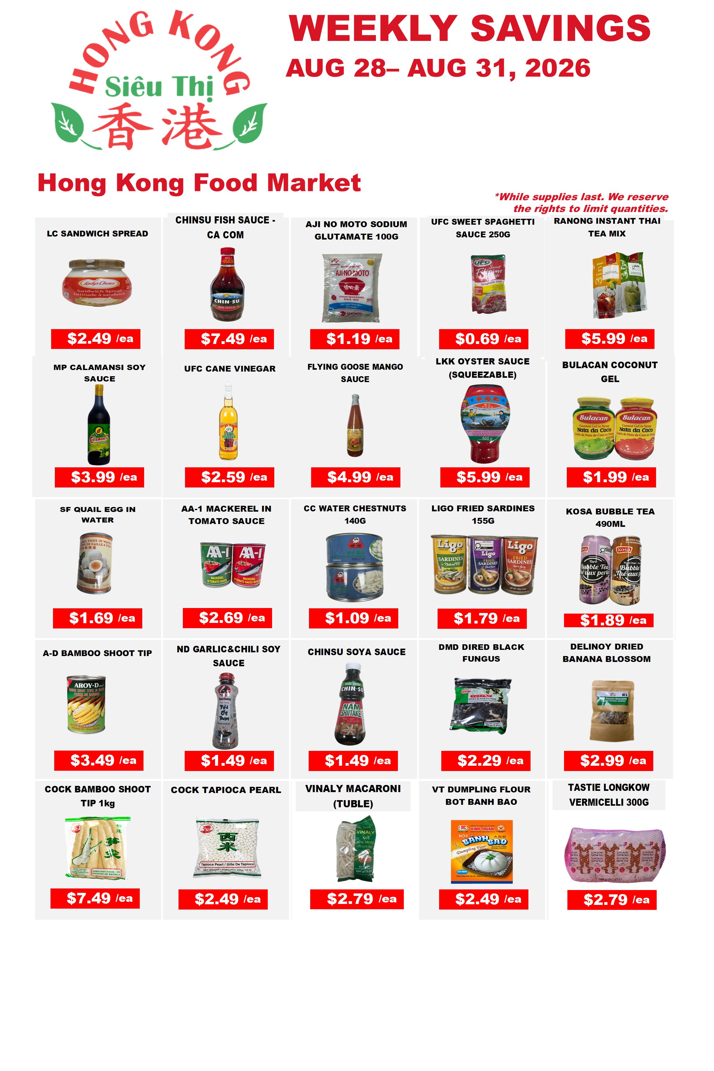 Hong Kong Food Market Flyer August 28 to 31