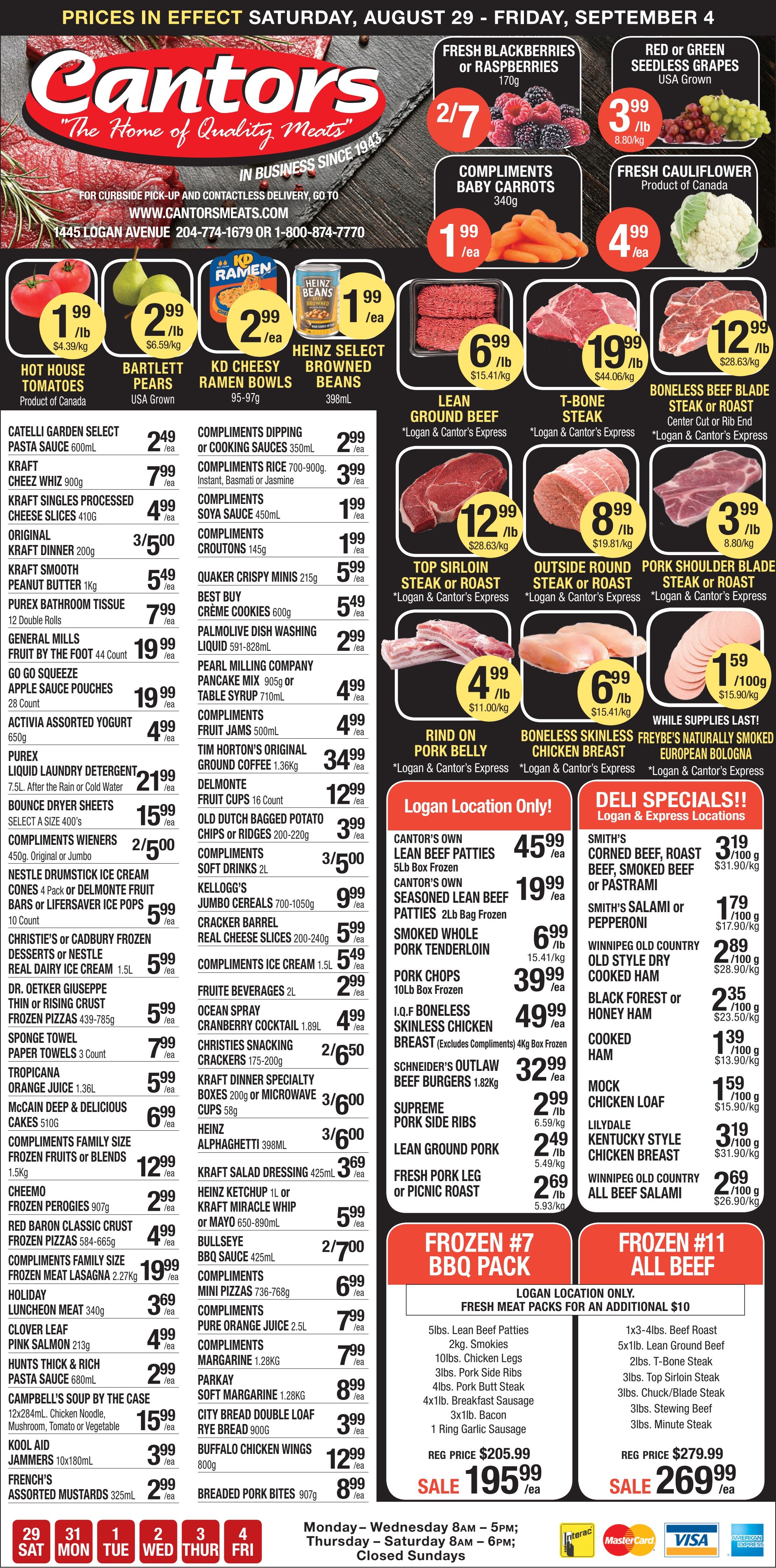 Cantor's Meats Flyer August 29 to September 4