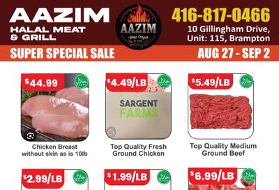 Aazim Halal Meat & Grill Flyer August 27 to September 2