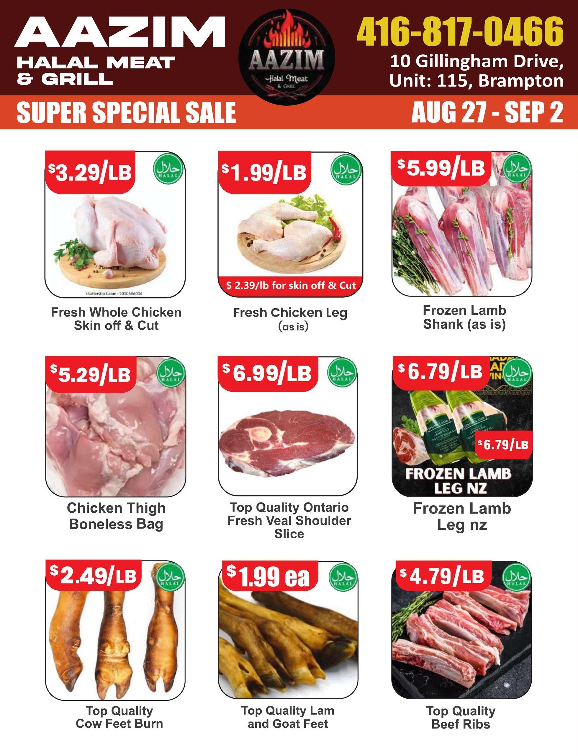 Aazim Halal Meat & Grill Flyer August 27 to September 2