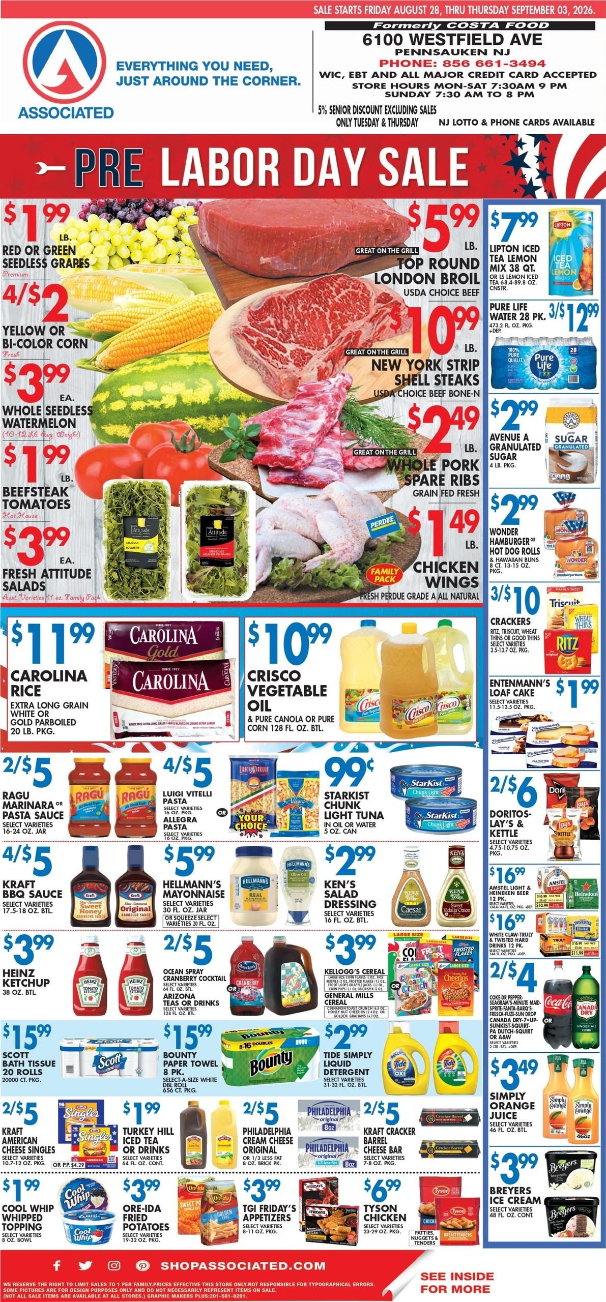 Associated Supermarkets (Haddonfield Area, NJ) Weekly Ad August 28 - September 3, 2026