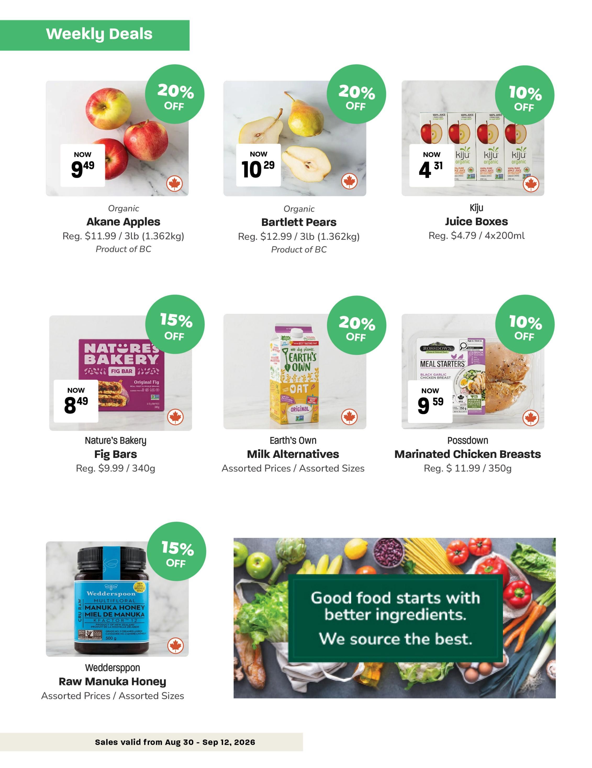 Blush Lane Organic Market Flyer August 30 to September 12