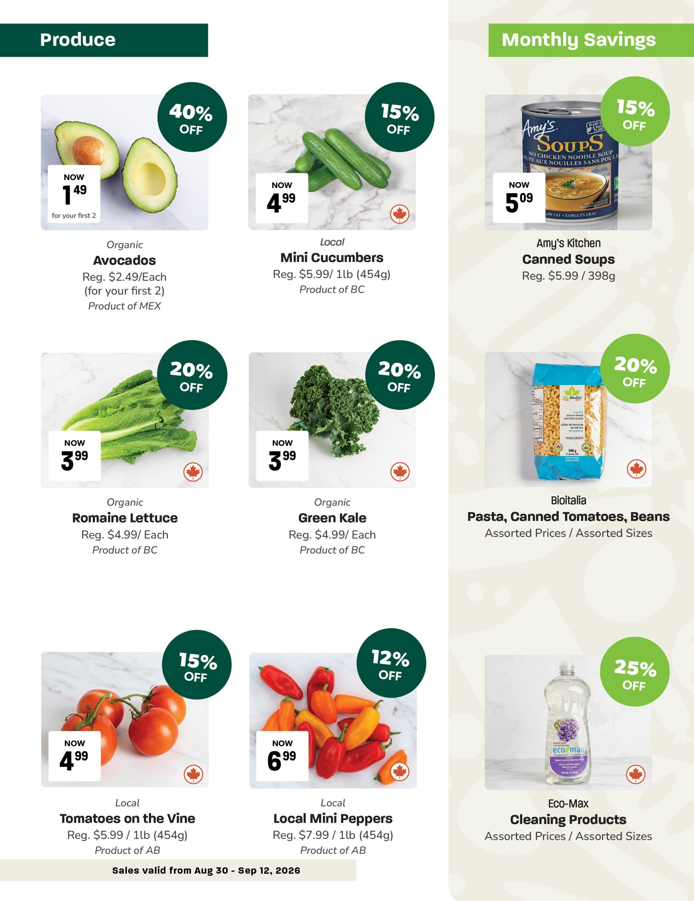 Blush Lane Organic Market Flyer August 30 to September 12