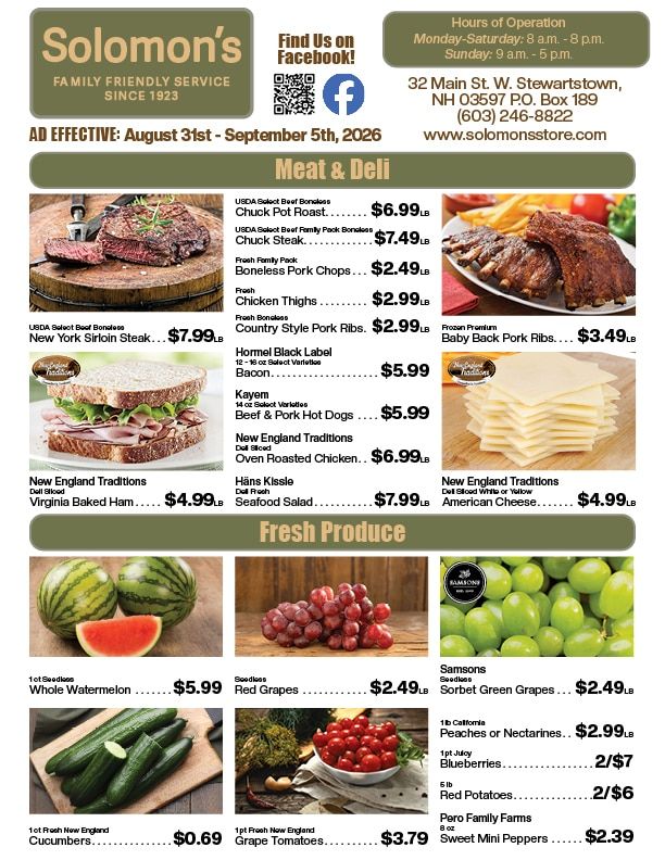 Solomon's Store Weekly Ad August 31 - September 5, 2026
