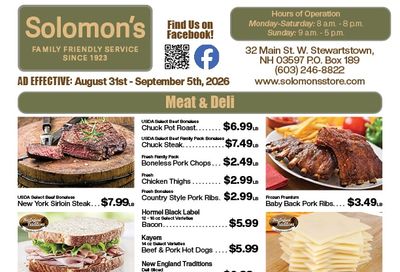 Solomon's Store Weekly Ad August 31 - September 5, 2026