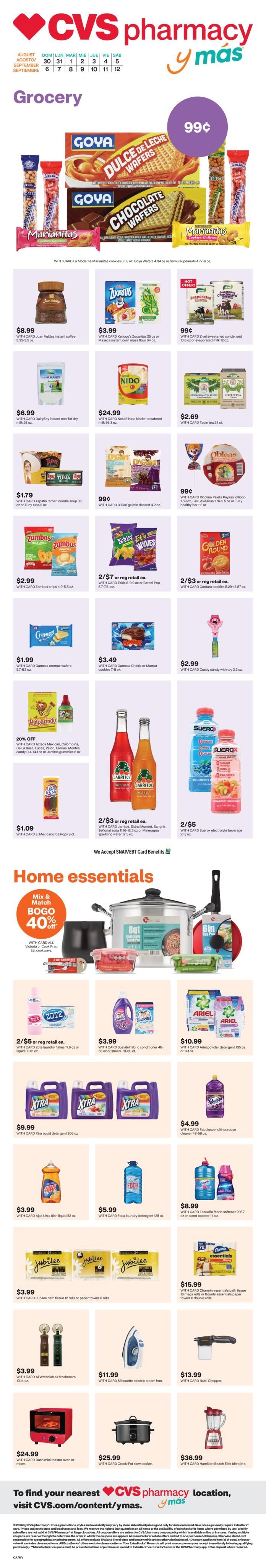 CVS Pharmacy (CA, DC, MD, NV) y más Weekly Ad August 30 - September 12, 2026