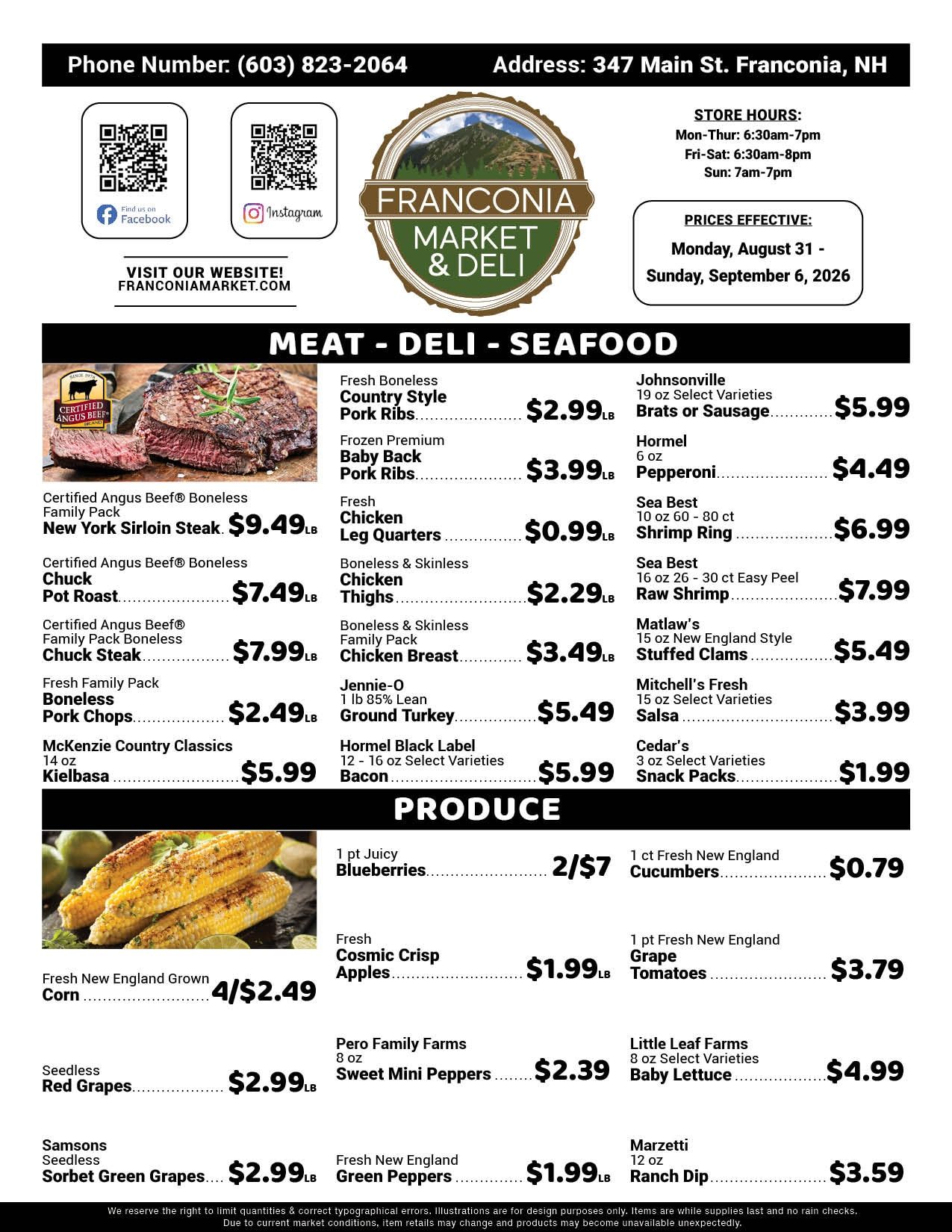 Franconia Market Weekly Ad August 31 - September 6, 2026