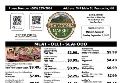Franconia Market Weekly Ad August 31 - September 6, 2026