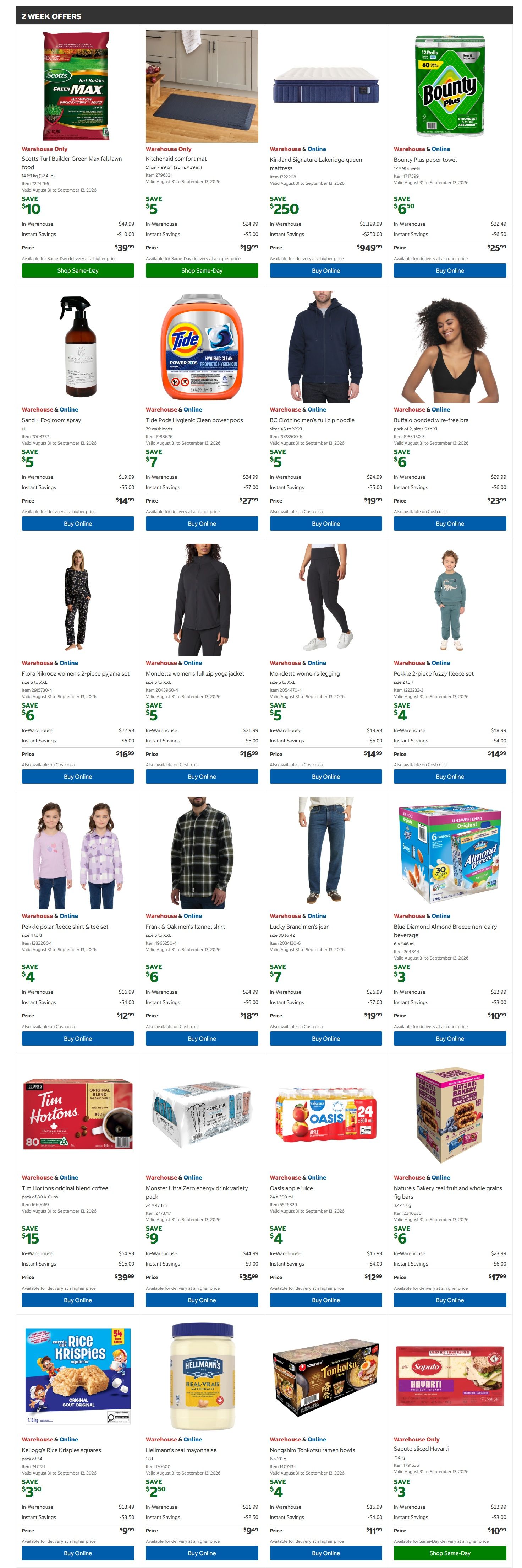 Costco (West, ON, Atlantic Canada) Warehouse Offers August 31 to September 13