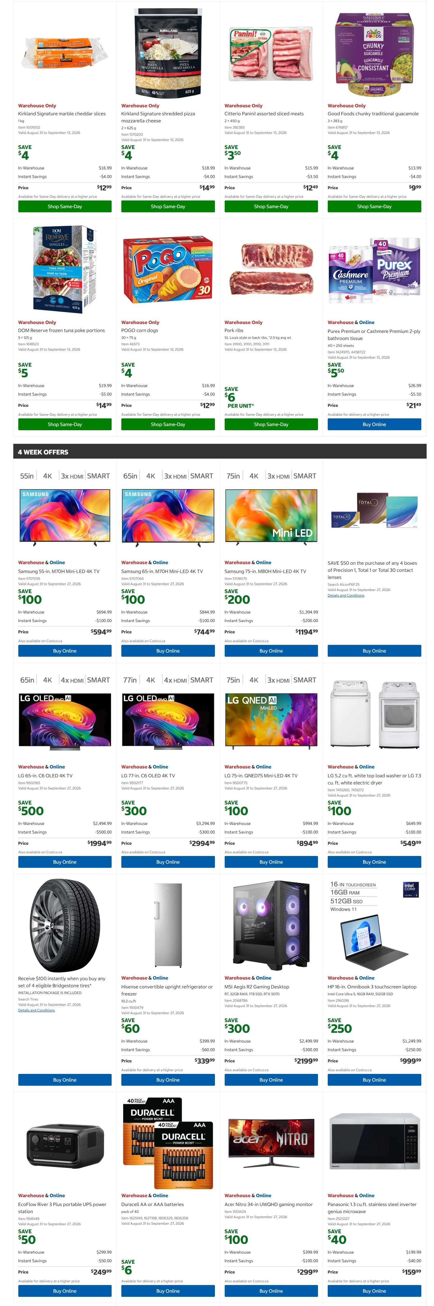 Costco (West, ON, Atlantic Canada) Warehouse Offers August 31 to September 13