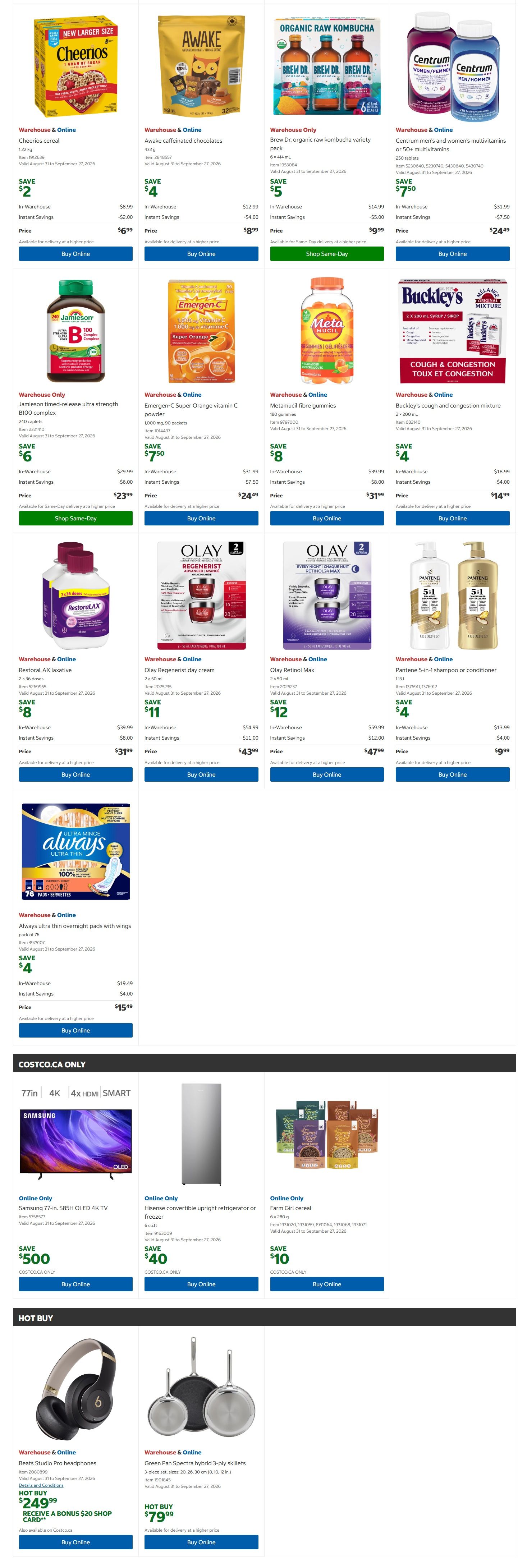 Costco (West, ON, Atlantic Canada) Warehouse Offers August 31 to September 13