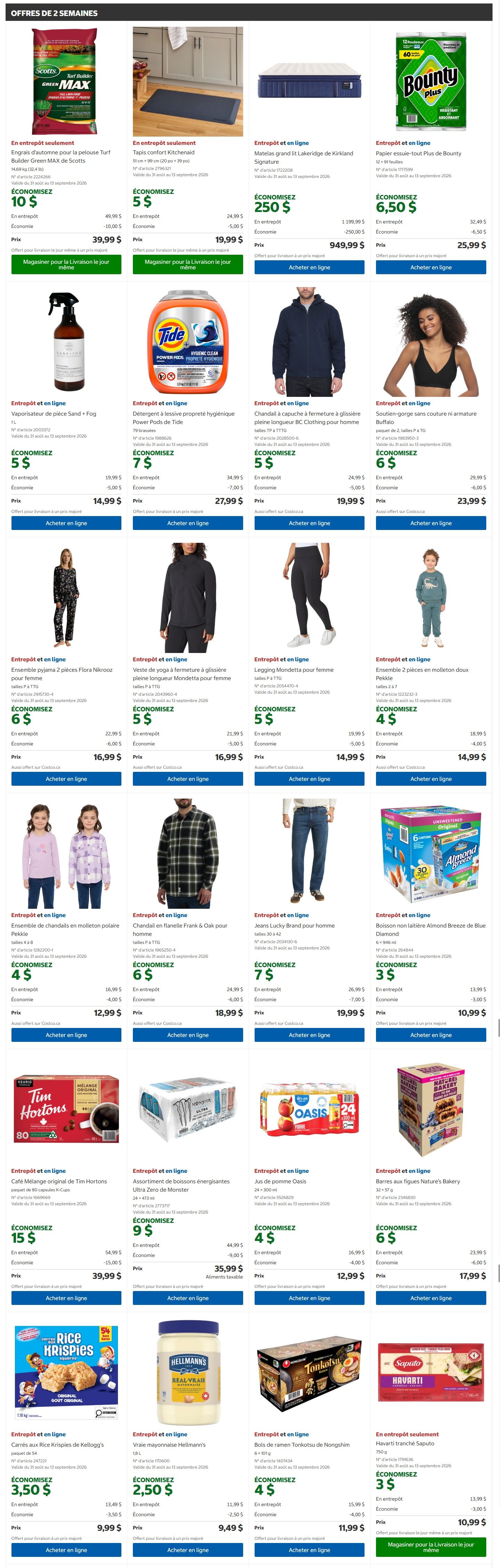 Costco (QC) Warehouse Offers August 31 to September 13