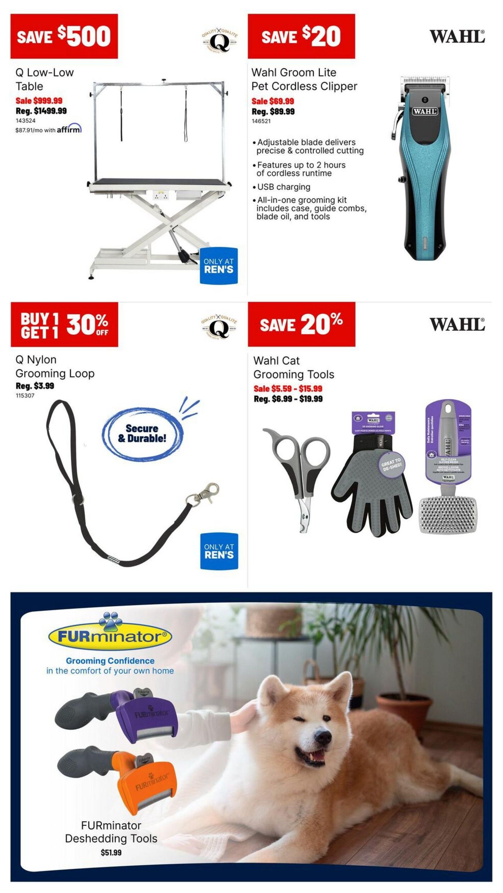 Ren's Pets Grooming Must Haves Flyer September 1 to 16