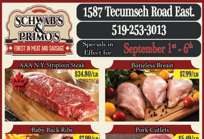 Schwab's & Primo's Flyer September 1 to 6