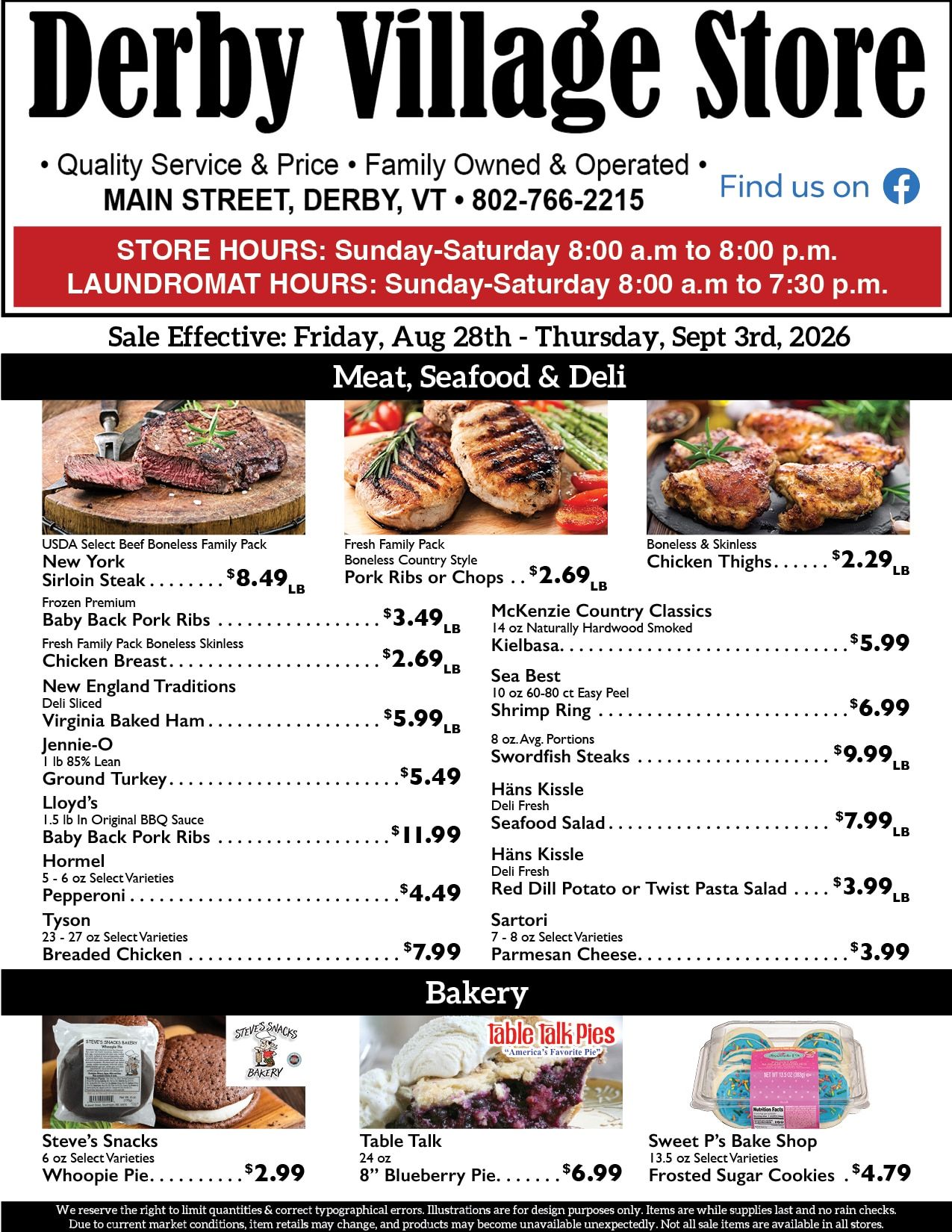 Derby Village Store Weekly Ad August 28 - September 3, 2026