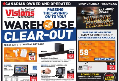 Visions Electronics Warehouse Clear-Out Flyer July 3 to 9