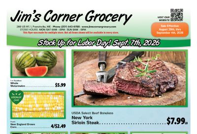 Jim's Corner Grocery Weekly Ad August 29 - September 4, 2026